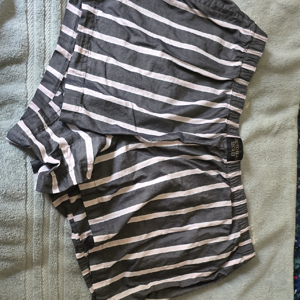 Gray Striped Women Shorts